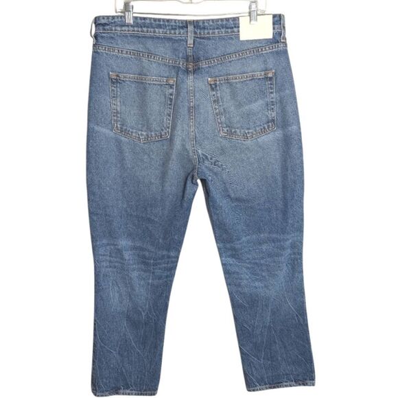 Grlfrnd Karolina High Rise Straight Crop Hudson River Button Fly Denim Jeans 32 - Picture 3 of 9